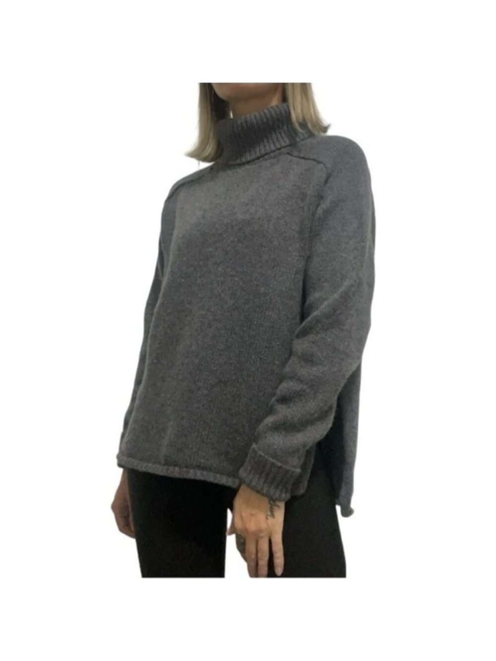 Golden by Tna Gorme Wool + Cashmere Turtleneck Sweater Gray XS Aritzia #60409